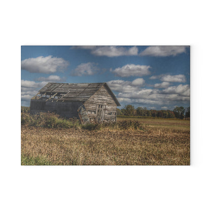 U R There Photography Freiberger Road Little Grey Shack Rustic Farmhouse Tempered-Glass Cutting Board