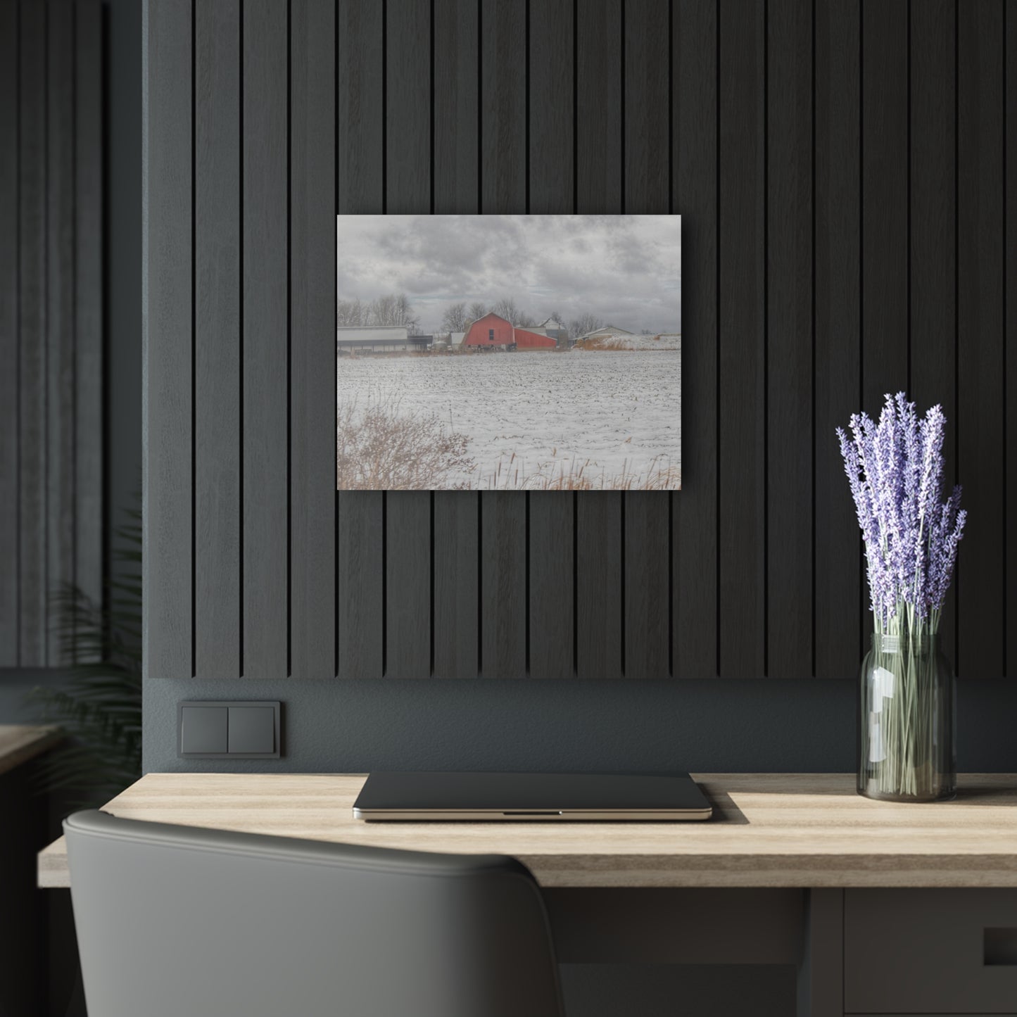 U R There Photography Maple Valley Road Red II Rustic Farmhouse Acrylic Wall Print