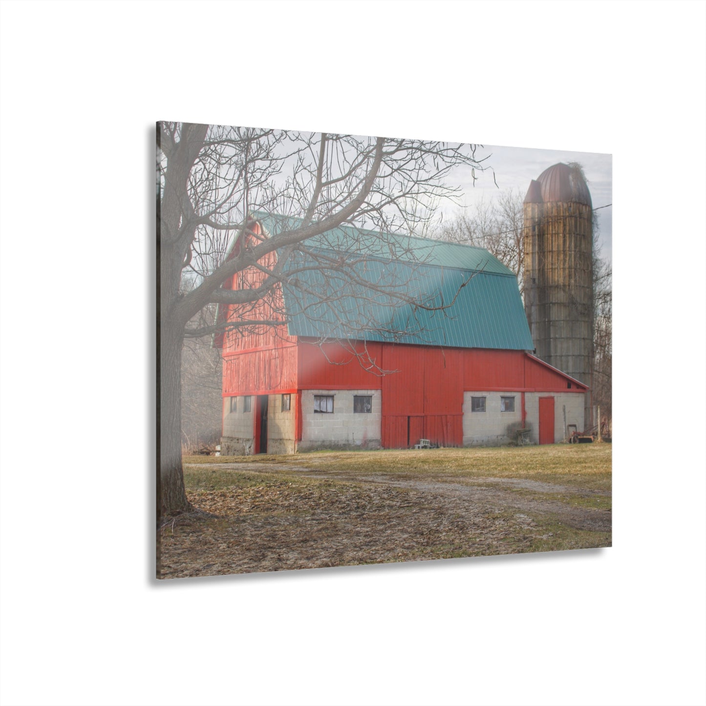 U R There Photography Wilson Road Red and Silo I Rustic Farmhouse Acrylic Wall Print