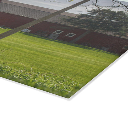 U R There Photography Bishop Road Reds I Rustic Farmhouse Tempered-Glass Cutting Board 8"x 11"