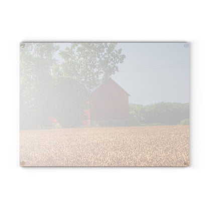 U R There Photography Tubspring Road Hidden Red Rustic Farmhouse Tempered-Glass Cutting Board