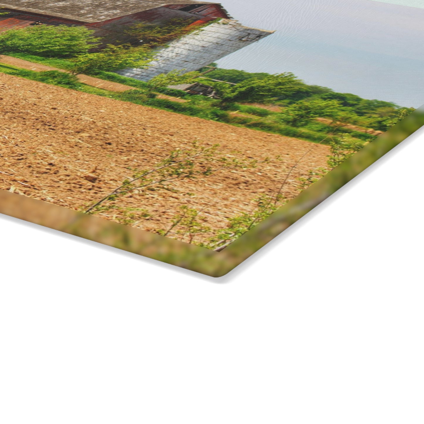 U R There Photography Colwood Road Old Red Rustic Farmhouse Tempered-Glass Cutting Board