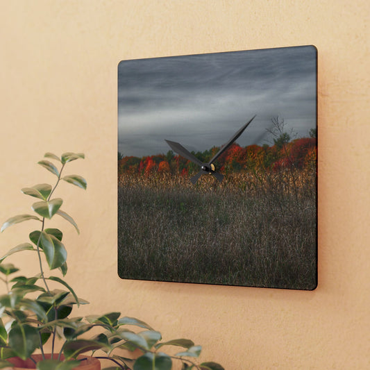 U R There Photography Fall on Murphy Lake V Rustic Farmhouse Acrylic Analog Wall Clock