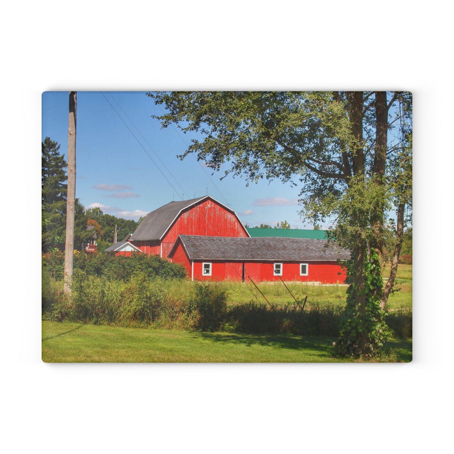U R There Photography Lake Pleasant Reds II Rustic Farmhouse Tempered-Glass Cutting Board