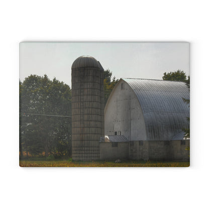 U R There Photography Grey Quonset Barn Rustic Farmhouse Tempered-Glass Cutting Board