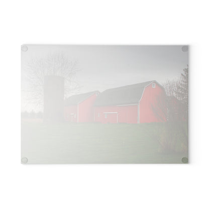 U R There Photography Hough Road Reds II Rustic Farmhouse Tempered-Glass Cutting Board