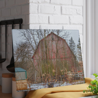 U R There Photography LeValley Road Red Rustic Farmhouse Tempered-Glass Cutting Board