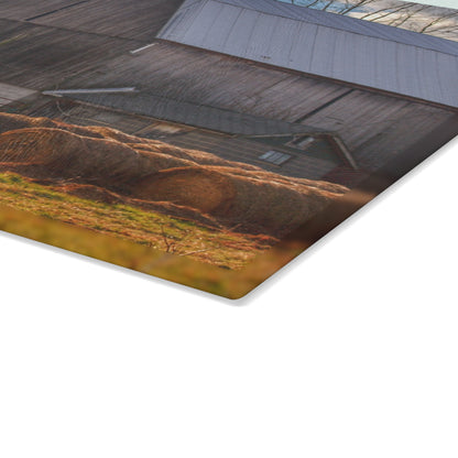 U R There Photography Sandusky Grey Haybarn Rustic Farmhouse Tempered-Glass Cutting Board