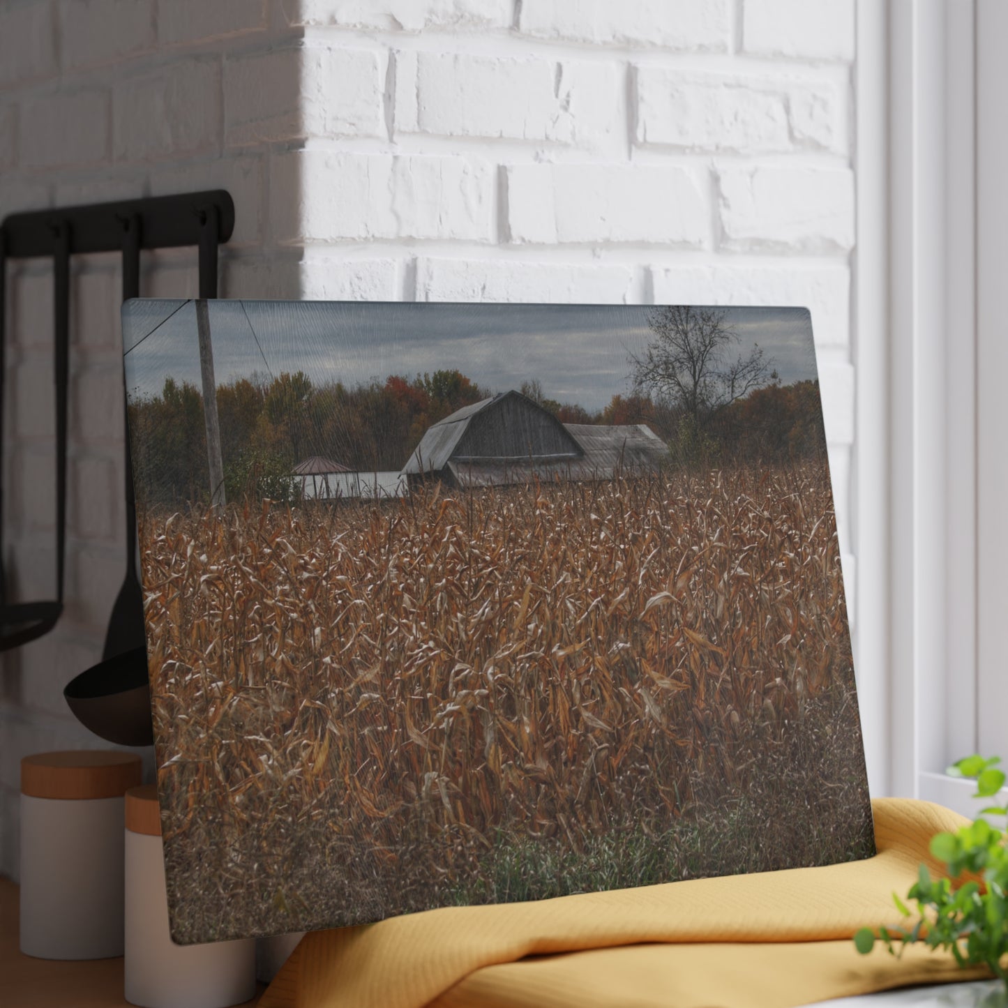 U R There Photography North State Road Grey Rustic Farmhouse Tempered-Glass Cutting Board 8"x 11"