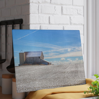 U R There Photography Early Spring Grey II Rustic Farmhouse Tempered-Glass Cutting Board