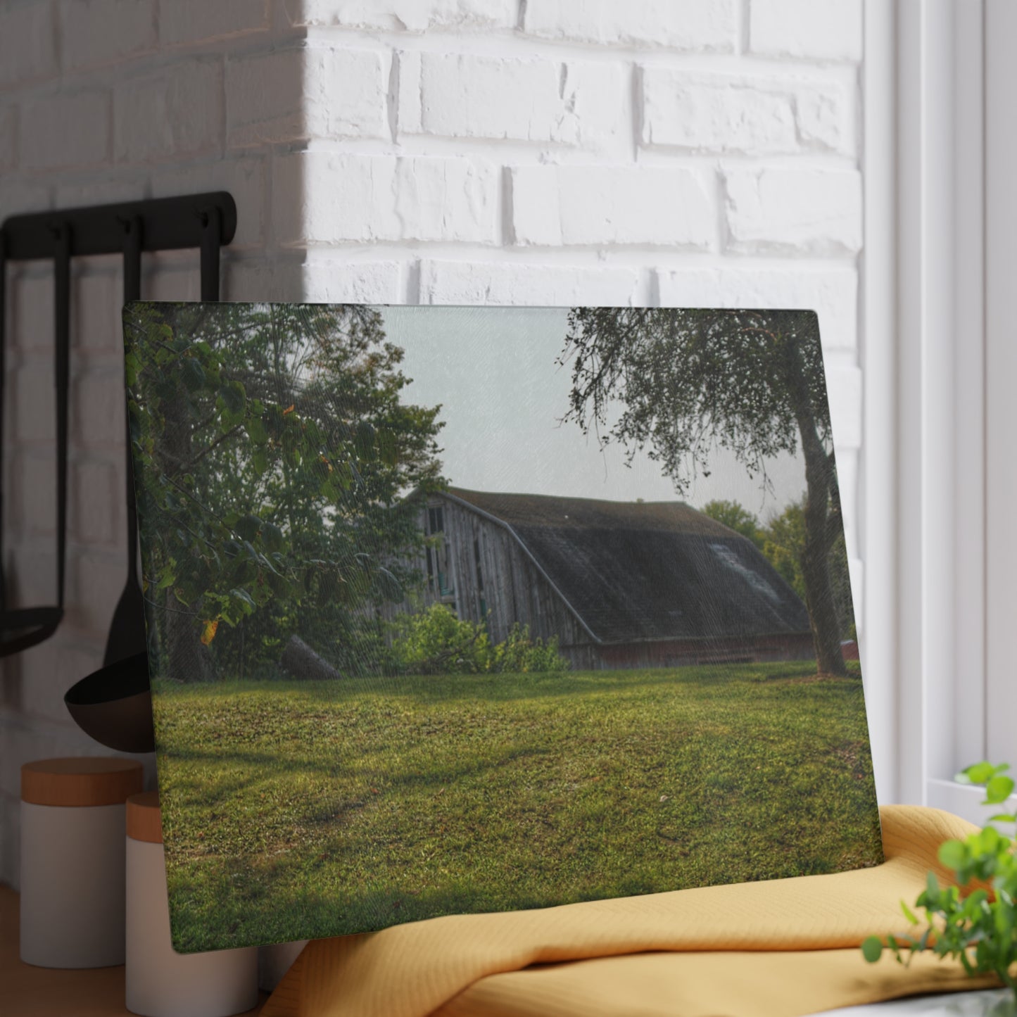 U R There Photography Hidden on Schott Road Rustic Farmhouse Tempered-Glass Cutting Board