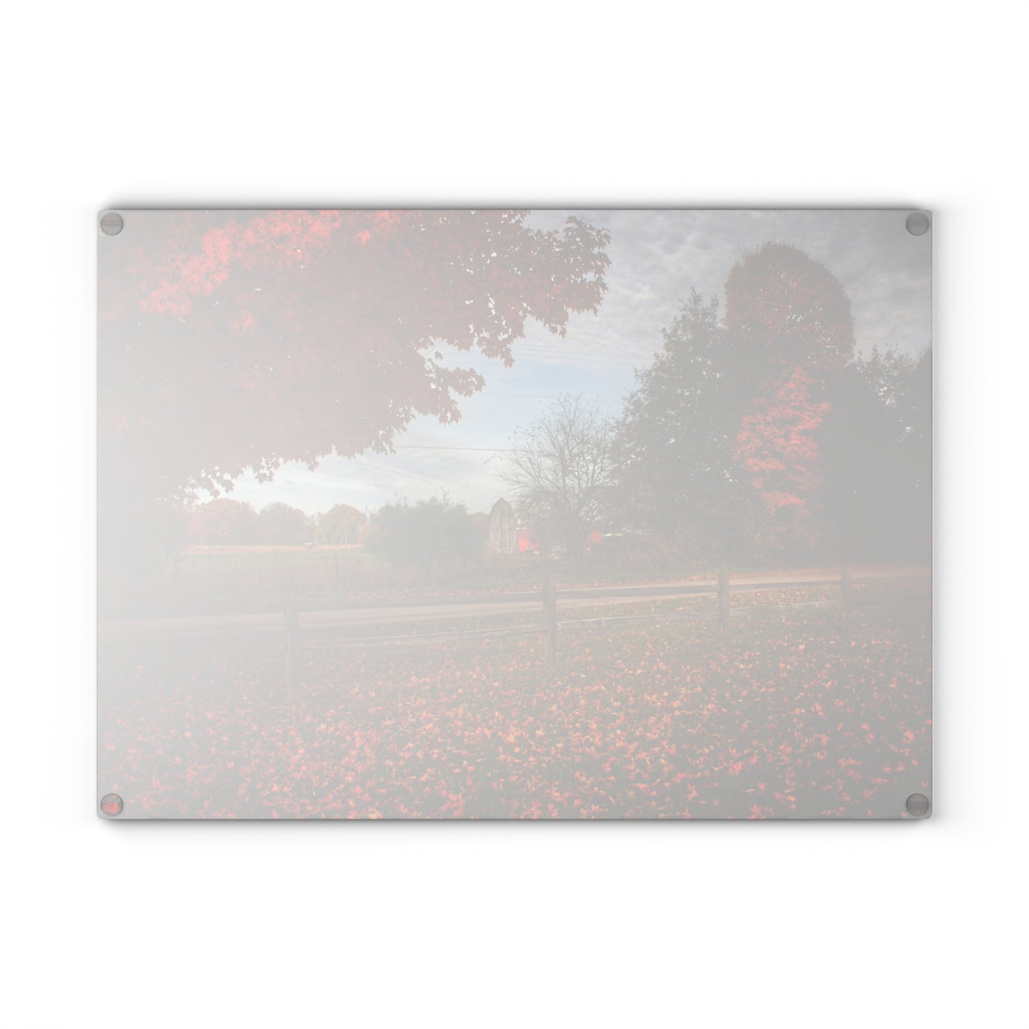 U R There Photography East Frances Road Hidden Grey II Rustic Farmhouse Tempered-Glass Cutting Board