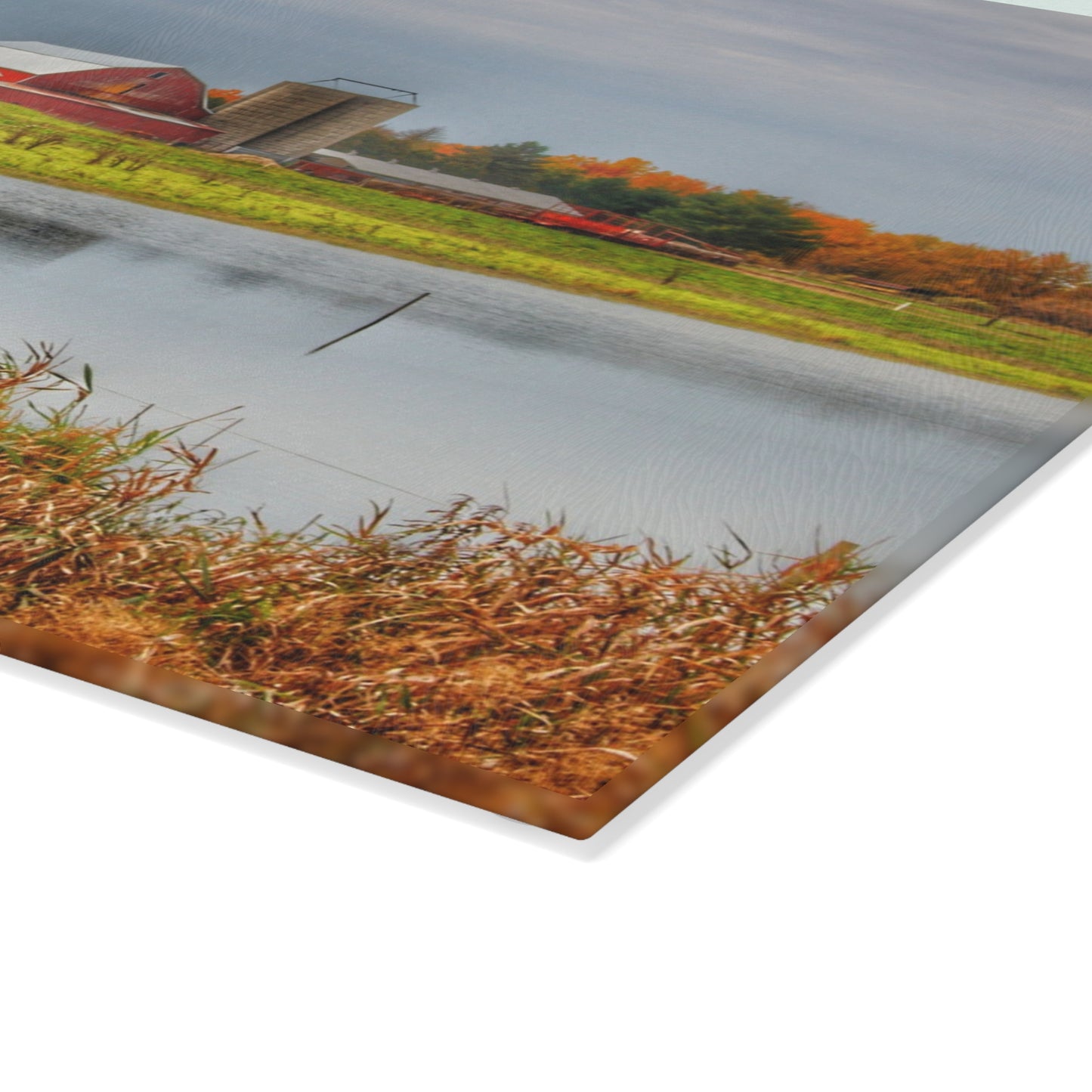 U R There Photography Oakwood Reds Rustic Farmhouse Tempered-Glass Cutting Board