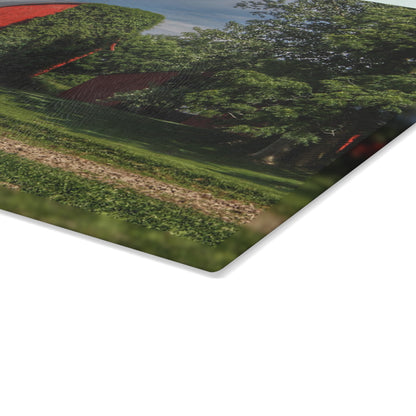 U R There Photography Catlin Road Red I Rustic Farmhouse Tempered-Glass Cutting Board