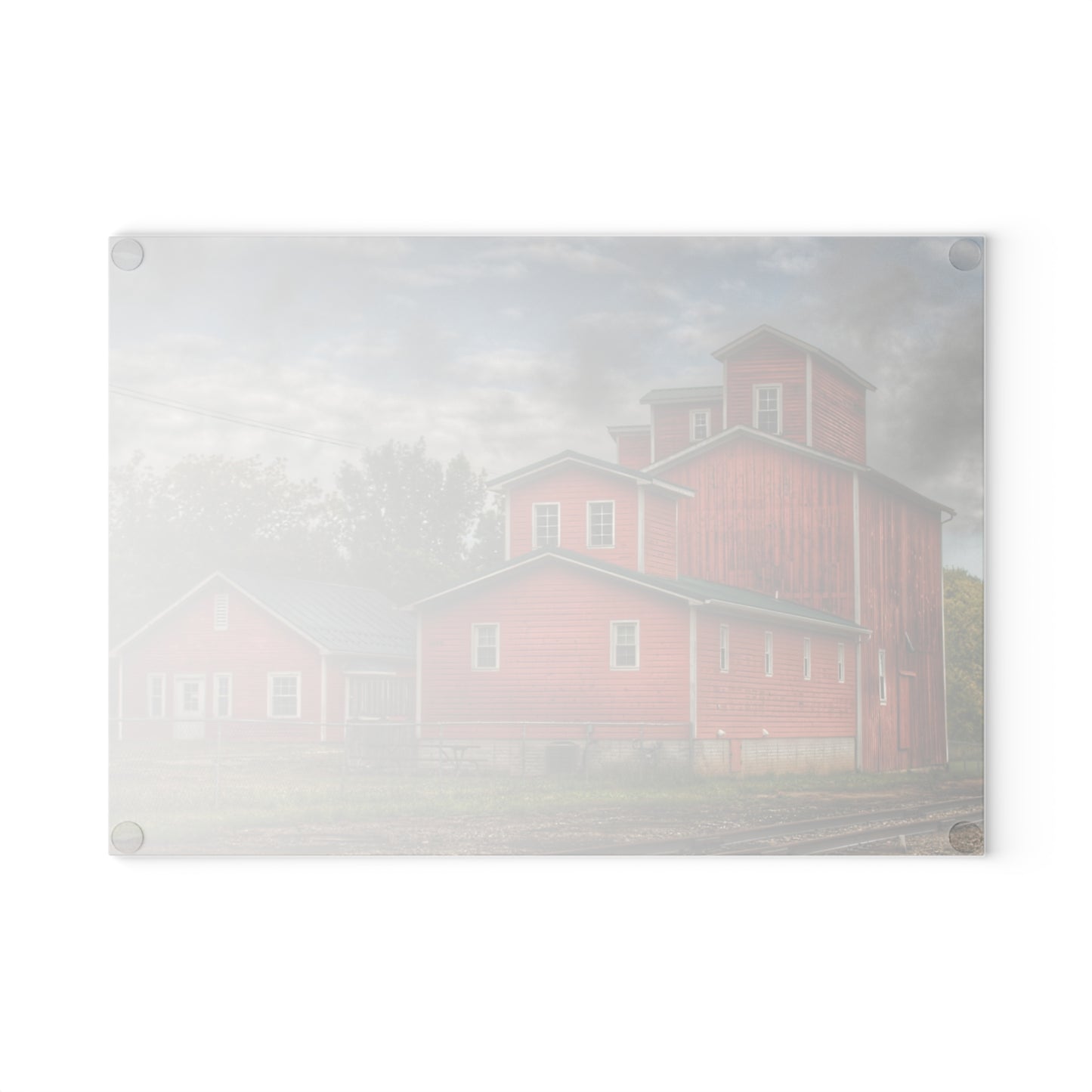 U R There Photography Aside the Tracks in Clifford Rustic Farmhouse Tempered-Glass Cutting Board