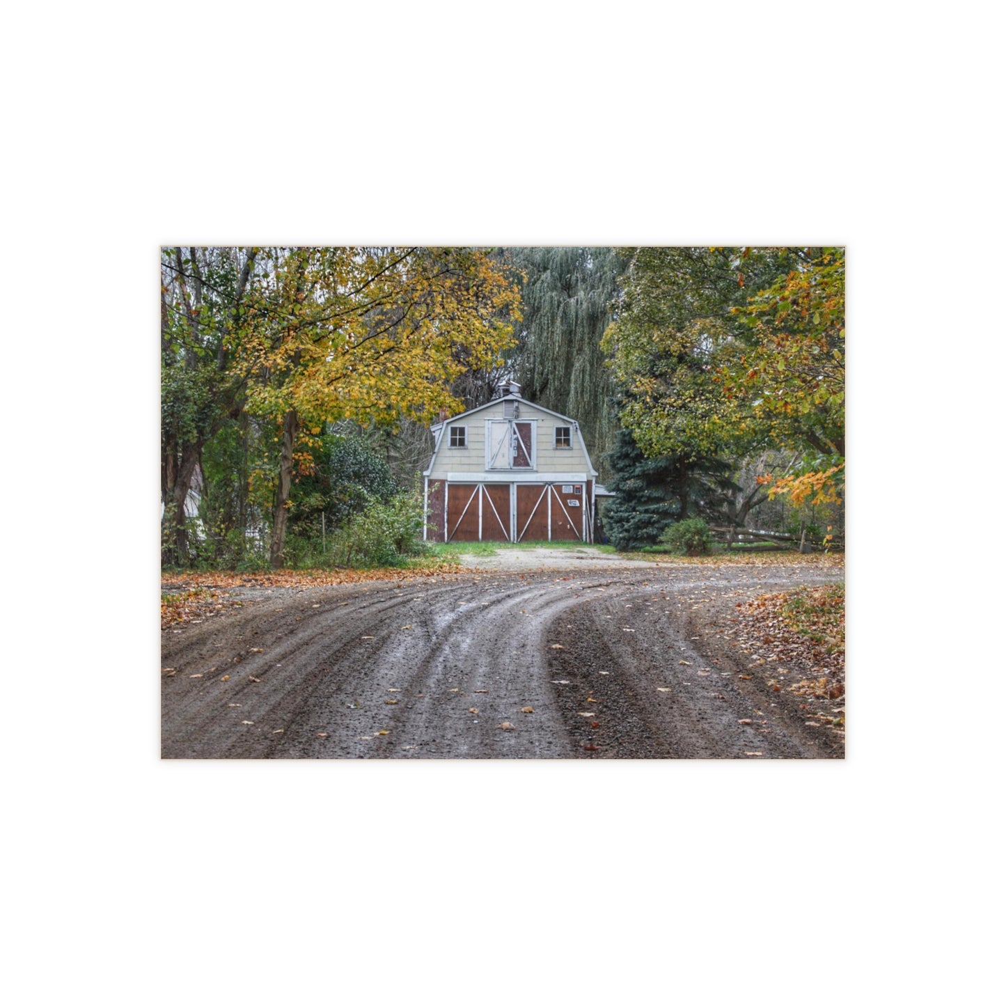 U R There Photography Barn at the Bend Rustic Farmhouse Decorative Ceramic Tile