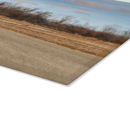 U R There Photography North Hunt Road Farm I Rustic Farmhouse Tempered-Glass Cutting Board