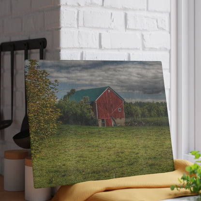 U R There Photography Kingston Plain Road Cow Barn Rustic Farmhouse Tempered-Glass Cutting Board