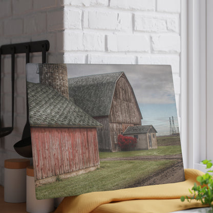 U R There Photography Roedel Roadside Reds III Rustic Farmhouse Tempered-Glass Cutting Board