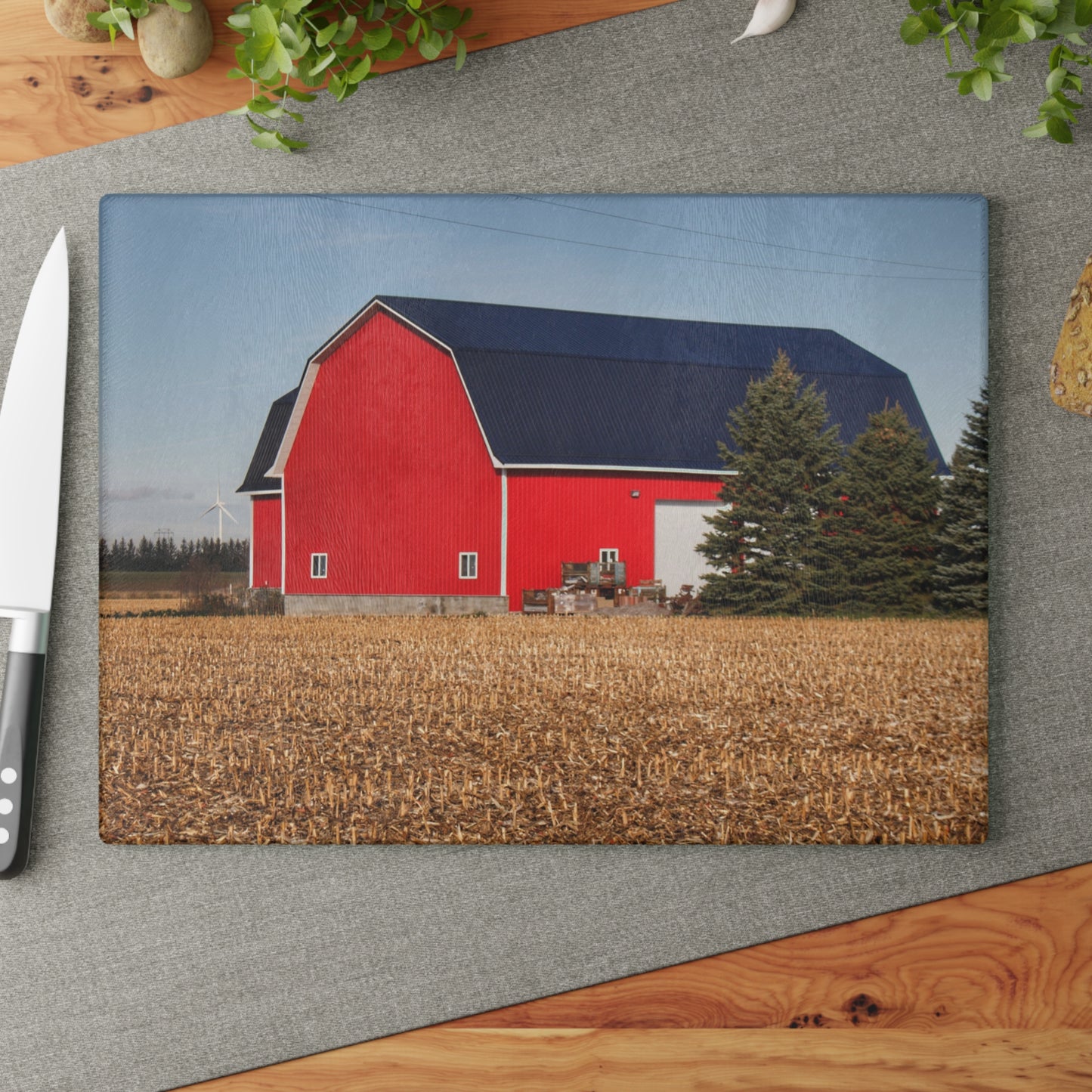 U R There Photography Kirk Road Modern Red Rustic Farmhouse Tempered-Glass Cutting Board