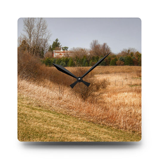 Beyond the Short Pines Rustic Farmhouse Acrylic Analog Wall Clock 10.75'' × 10.75'' (Square)