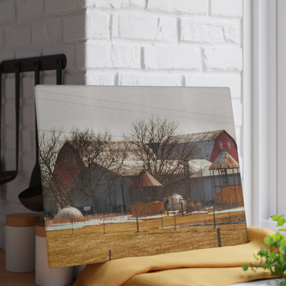 U R There Photography Hidden Red Rustic Farmhouse Tempered-Glass Cutting Board