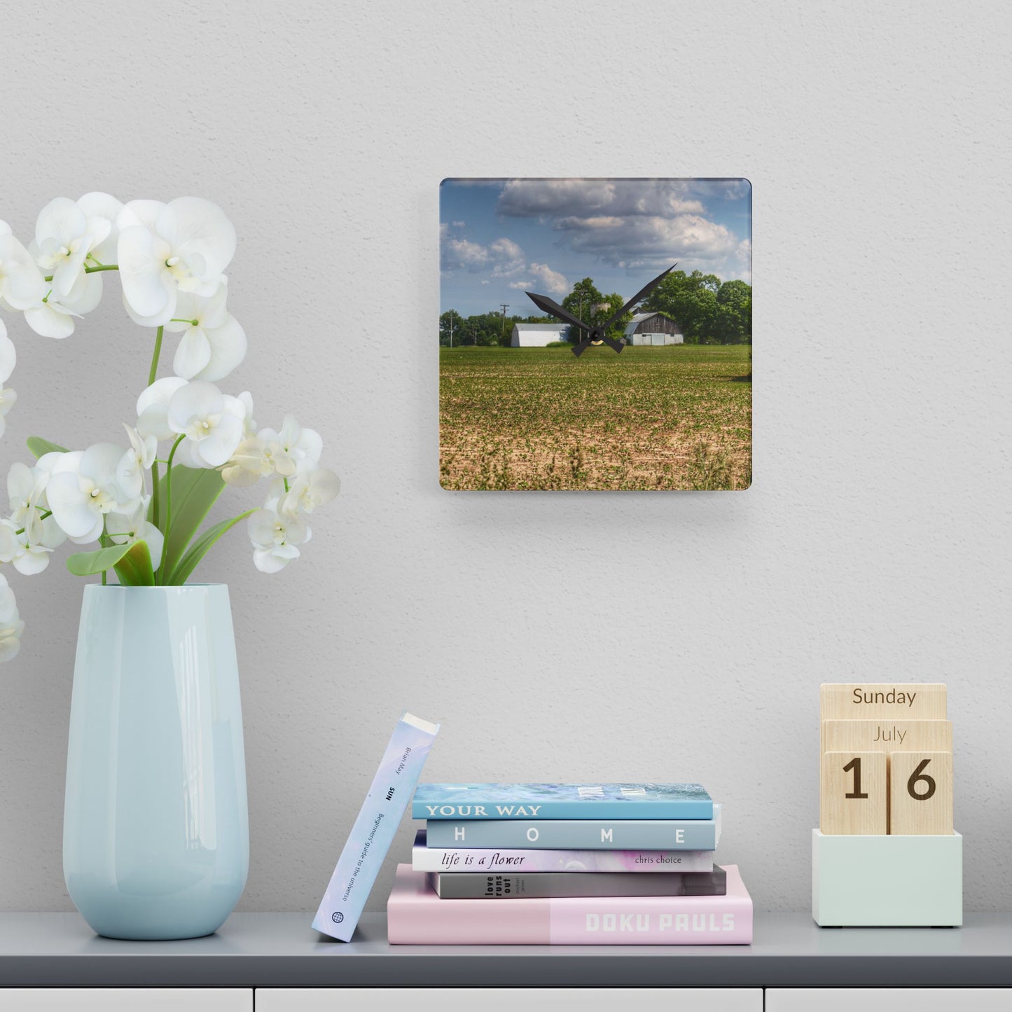 U R There Photography Willard Road White Rustic Farmhouse Acrylic Analog Wall Clock
