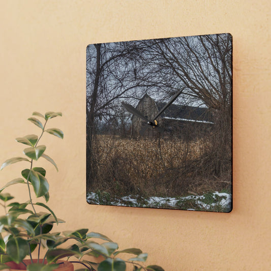 U R There Photography North Oxford Road Grey I Rustic Farmhouse Acrylic Analog Wall Clock