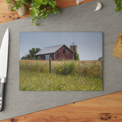 U R There Photography North Lake Pleasant Little Red Rustic Farmhouse Tempered-Glass Cutting Board