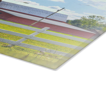 U R There Photography Burt Road Red Rustic Farmhouse Tempered-Glass Cutting Board