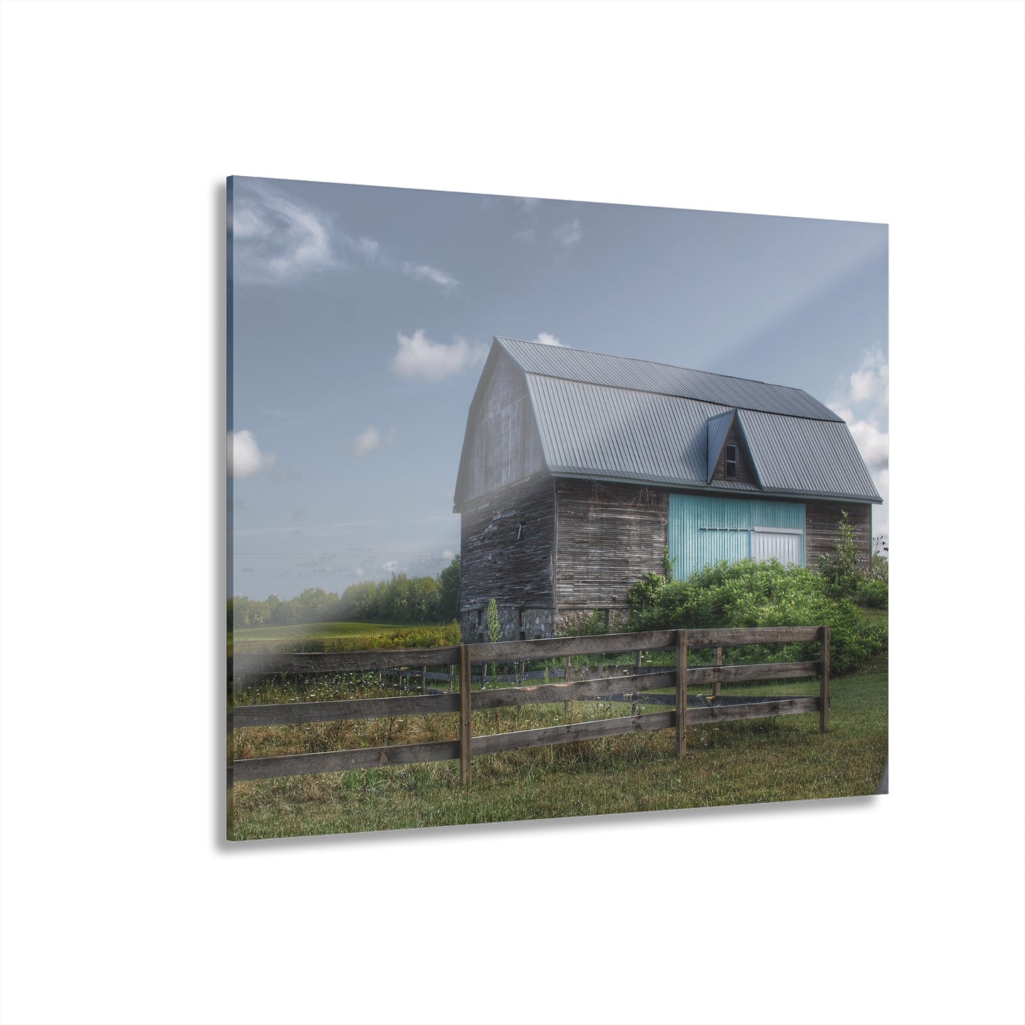 U R There Photography Harris Road Grey Rustic Farmhouse Acrylic Wall Print