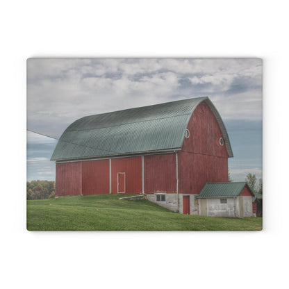 U R There Photography Elmwood Road Red I Rustic Farmhouse Tempered-Glass Cutting Board