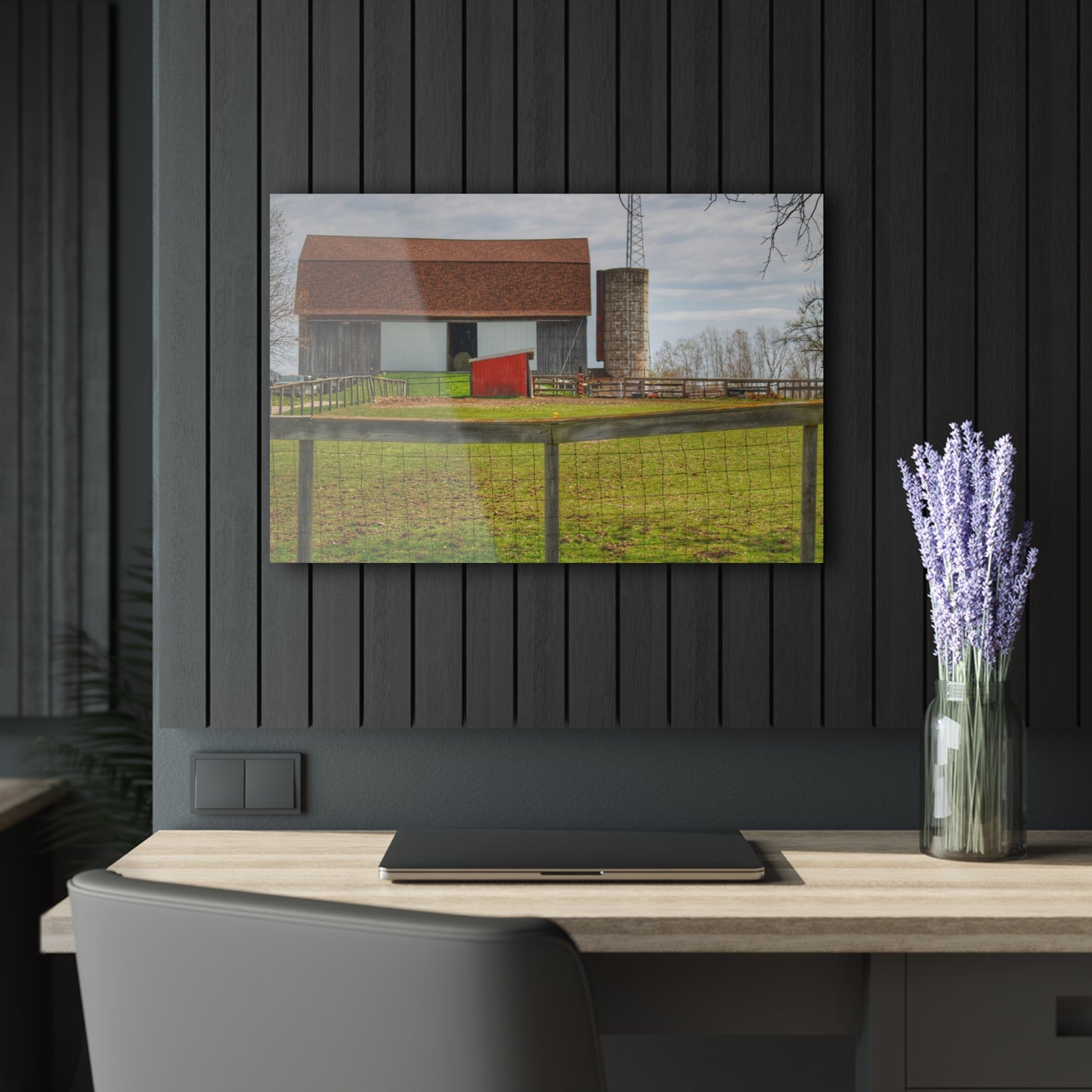 U R There Photography North Vassar Road Grey Rustic Farmhouse Acrylic Wall Print