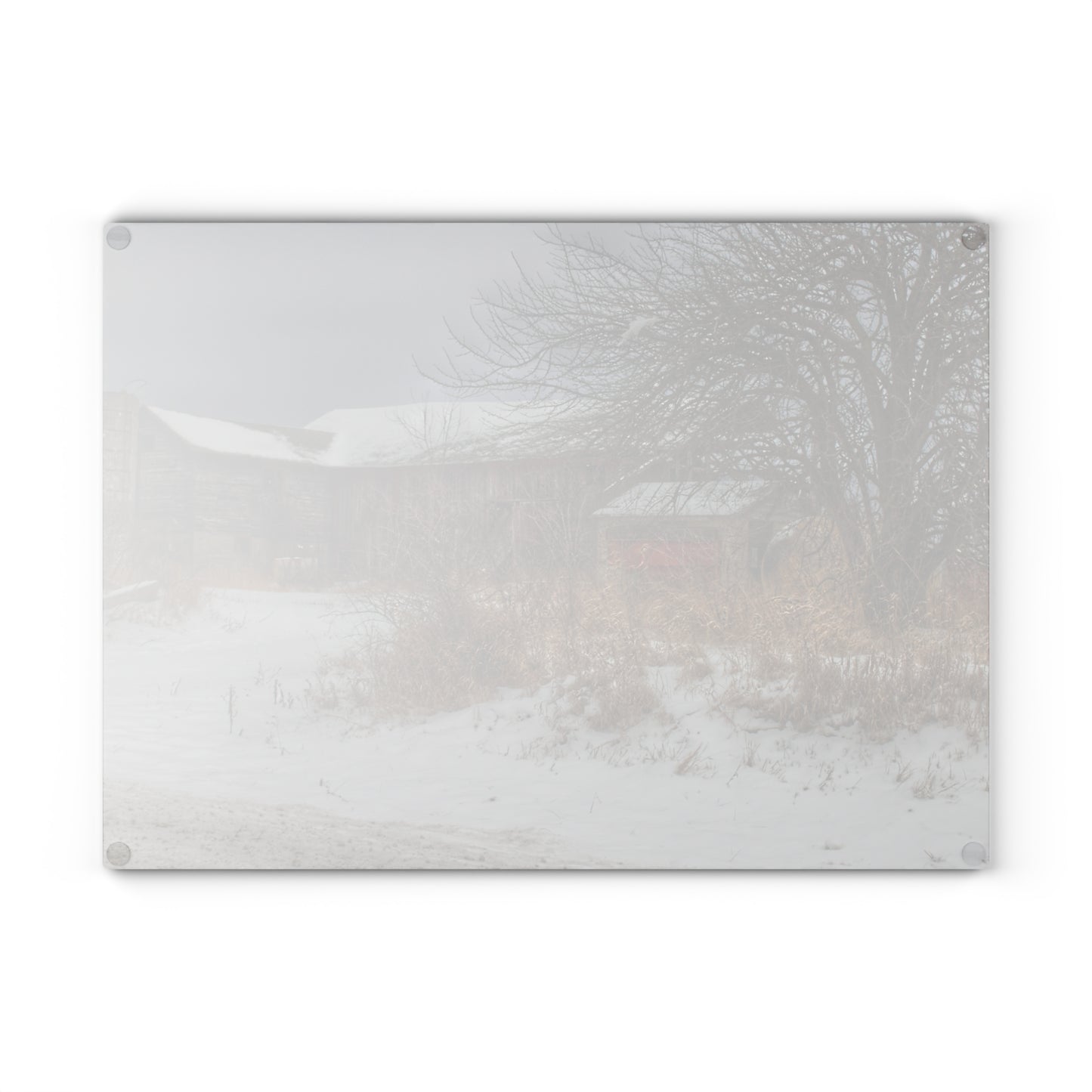 U R There Photography Midwinter Red Rustic Farmhouse Tempered-Glass Cutting Board