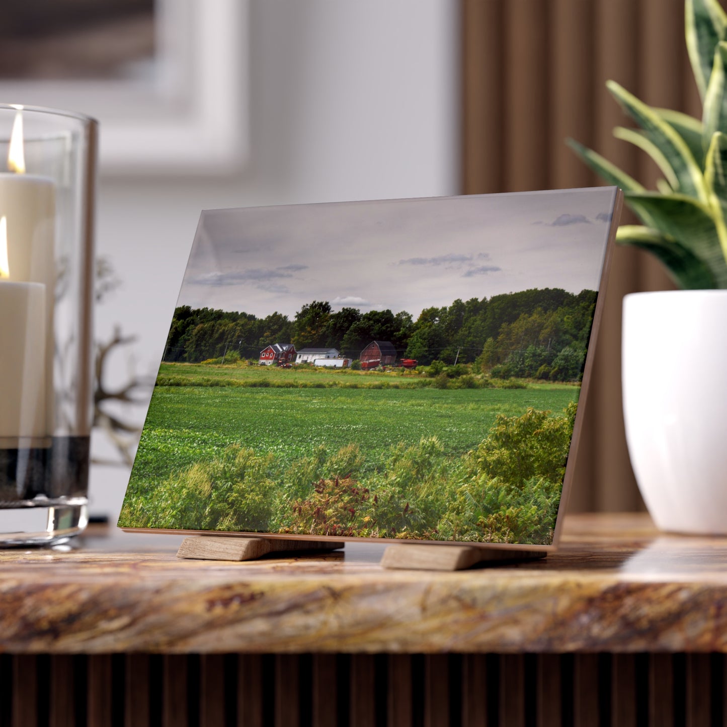 U R There Photography Across the Field in Silverwood Rustic Farmhouse Decorative Ceramic Tile
