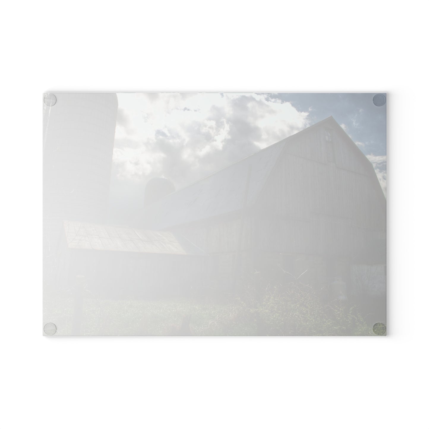 U R There Photography Sandusky Grey II Rustic Farmhouse Tempered-Glass Cutting Board