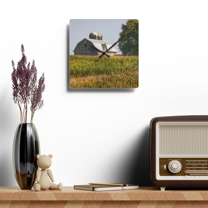 U R There Photography Beyond the September Corn on Swaffer Rustic Farmhouse Acrylic Analog Wall Clock