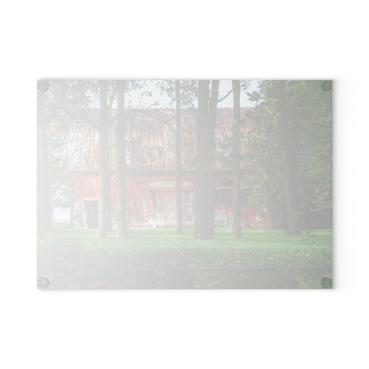 U R There Photography LeValley Falling Red Rustic Farmhouse Tempered-Glass Cutting Board