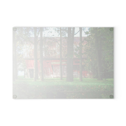 U R There Photography LeValley Falling Red Rustic Farmhouse Tempered-Glass Cutting Board