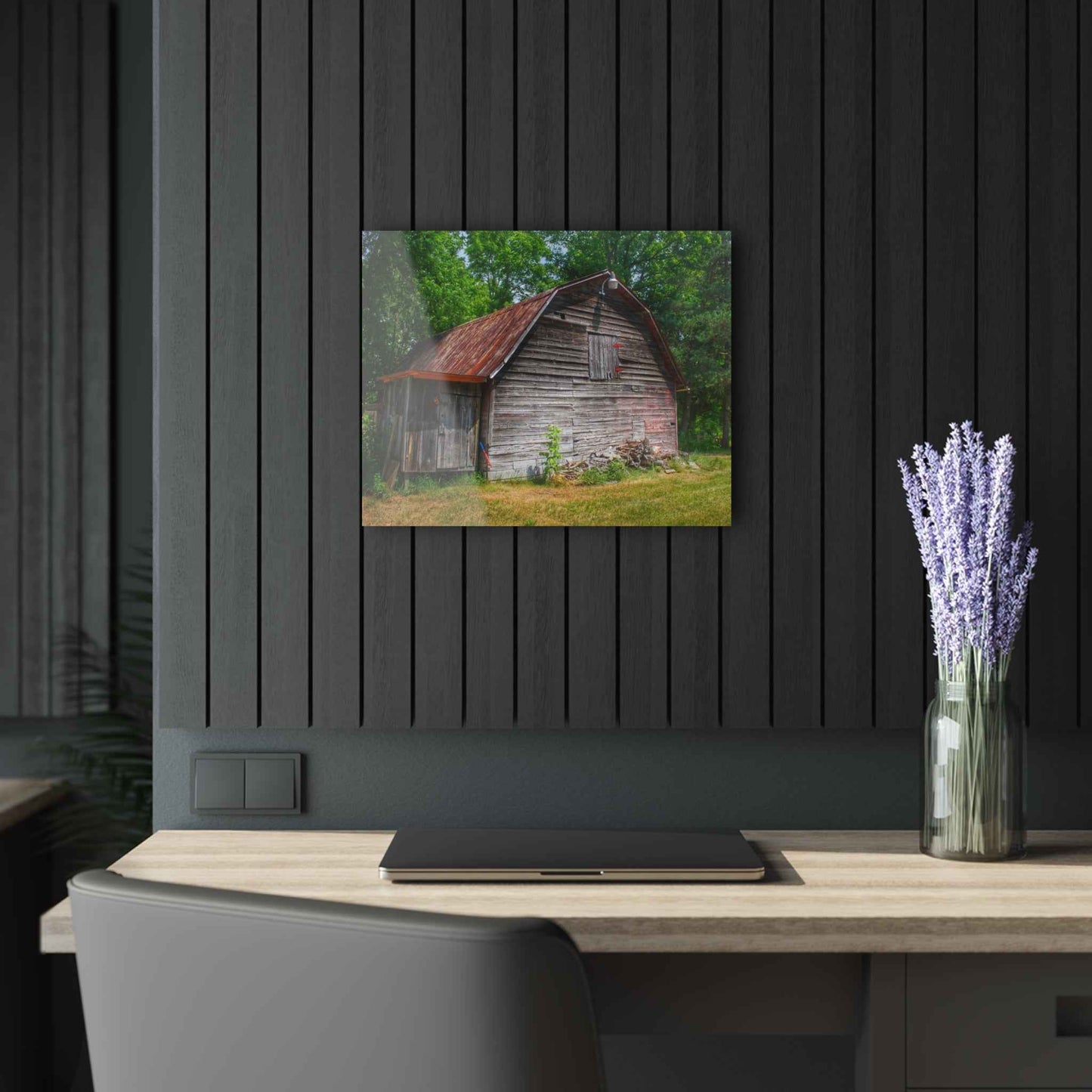 U R There Photography Roadside Grey Rustic Farmhouse Acrylic Wall Print