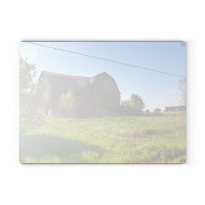U R There Photography Leslie Road Red I Rustic Farmhouse Tempered I-Glass Cutting Board 8"x 11"