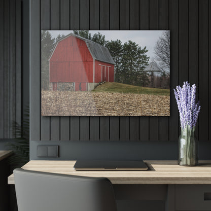 U R There Photography Fostoria Road Standing Man Red Rustic Farmhouse Acrylic Wall Print