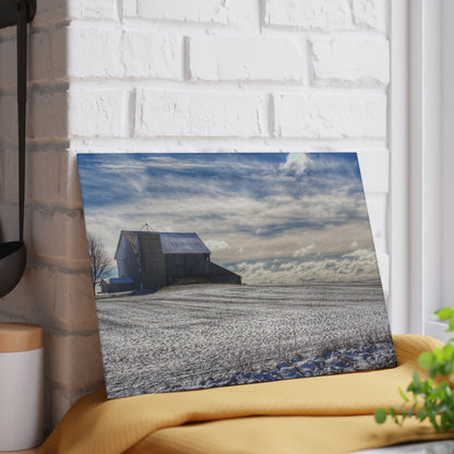 U R There Photography Early Spring Grey I Rustic Farmhouse Tempered-Glass Cutting Board