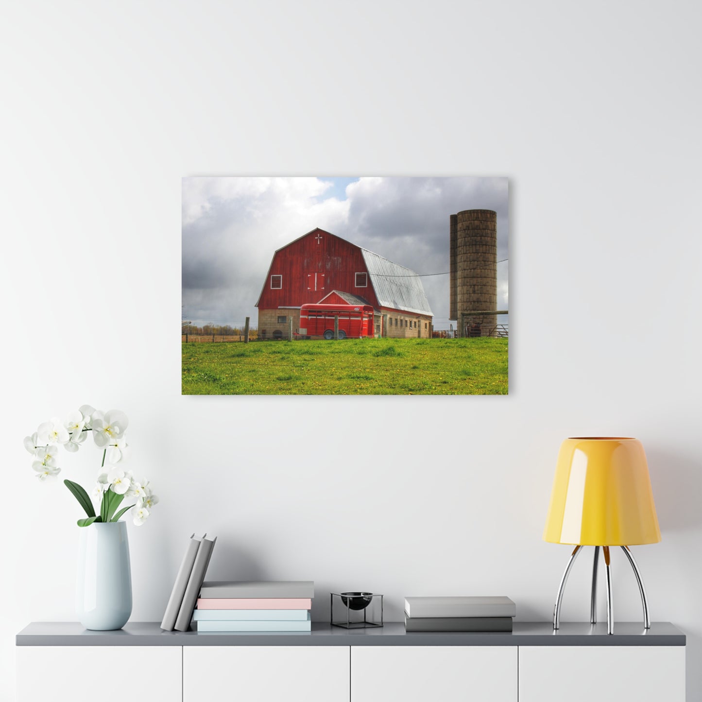 U R There Photography Clothier Road Red and Silo Rustic Farmhouse Acrylic Wall Print