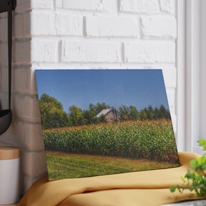 U R There Photography Beyond the Corn on Birch Run Road Rustic Farmhouse Tempered-Glass Cutting Board