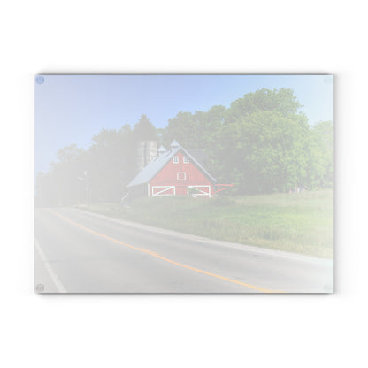 U R There Photography Metamora Red 2020 II Rustic Farmhouse Tempered-Glass Cutting Board