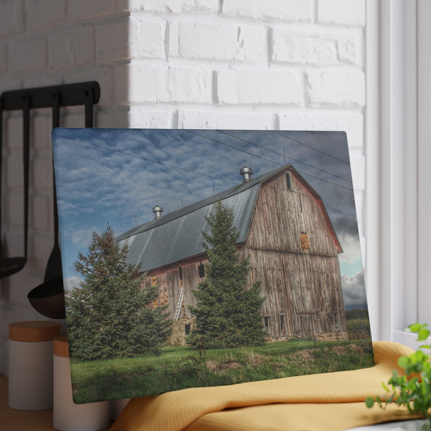 U R There Photography North Irish Red III Rustic Farmhouse Tempered-Glass Cutting Board