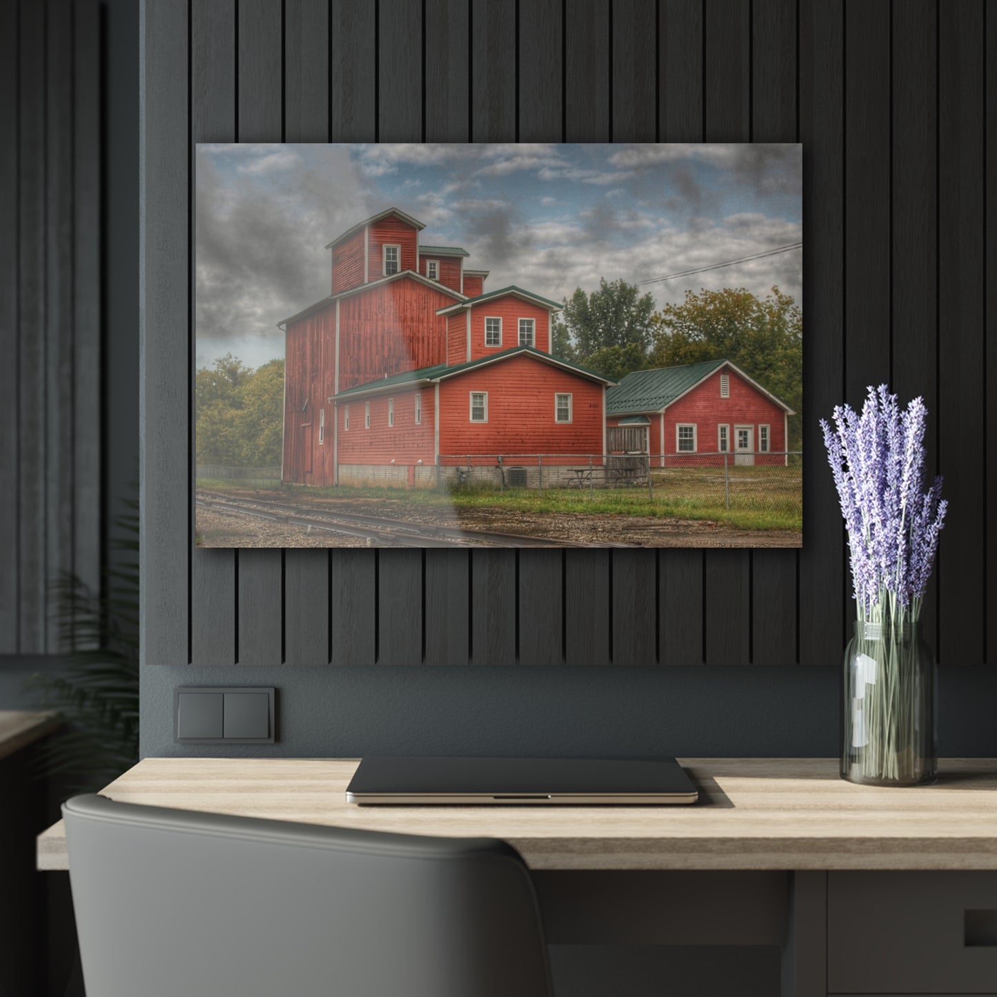 U R There Photography Aside the Tracks in Clifford Rustic Farmhouse Acrylic Wall Print
