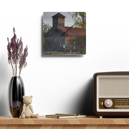 U R There Photography Taylor Road Church of Old Rustic Farmhouse Acrylic Analog Wall Clock