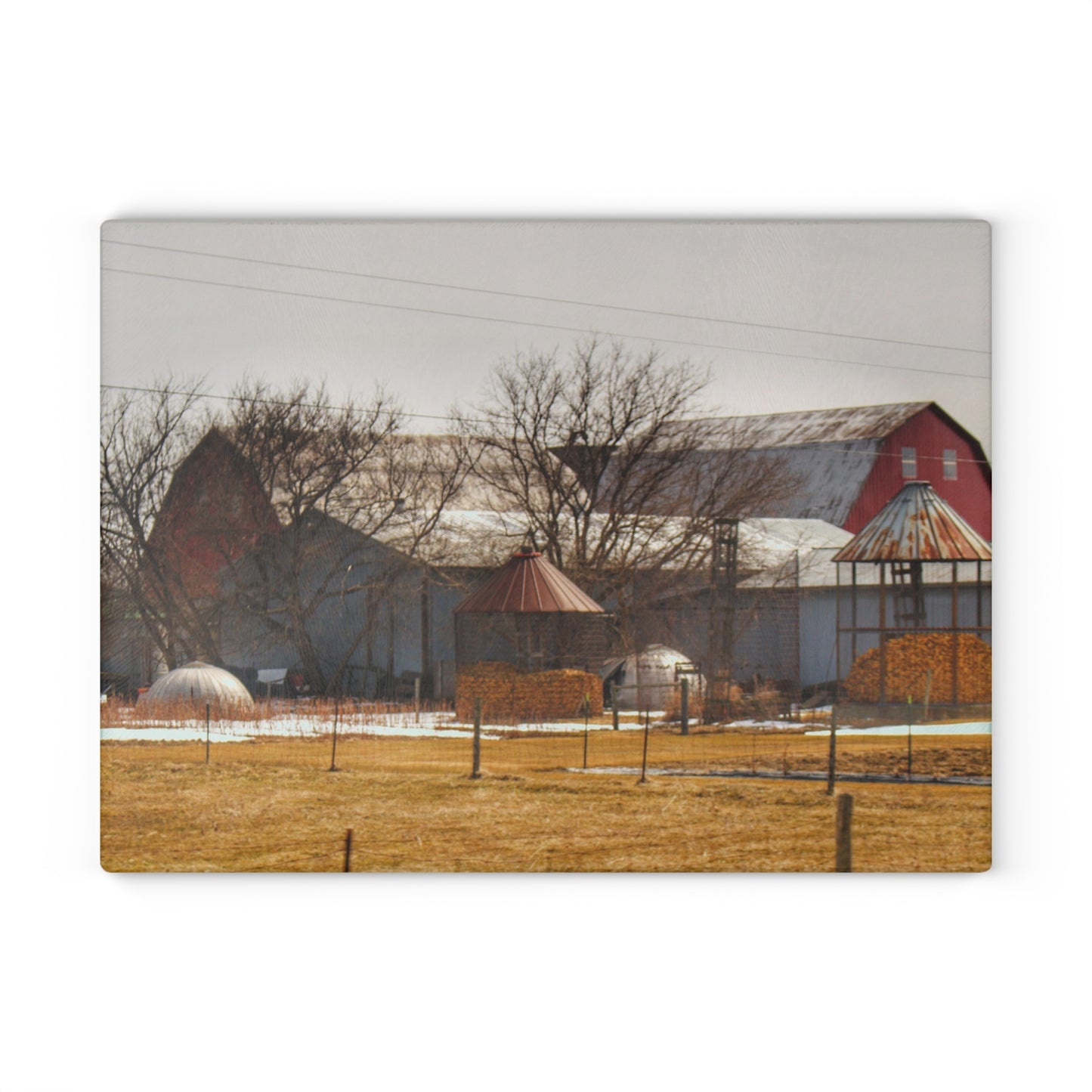 U R There Photography Hidden Red Rustic Farmhouse Tempered-Glass Cutting Board